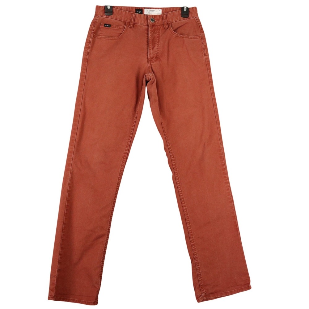 RVCA Stay RVCA Pant Men 28 Burnt Orange Slim Straight Chino Skate Casual